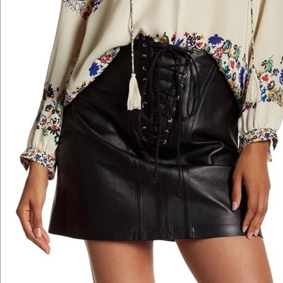 Derek Lam 10 Crosby Lamb Leather Lace Up skirt